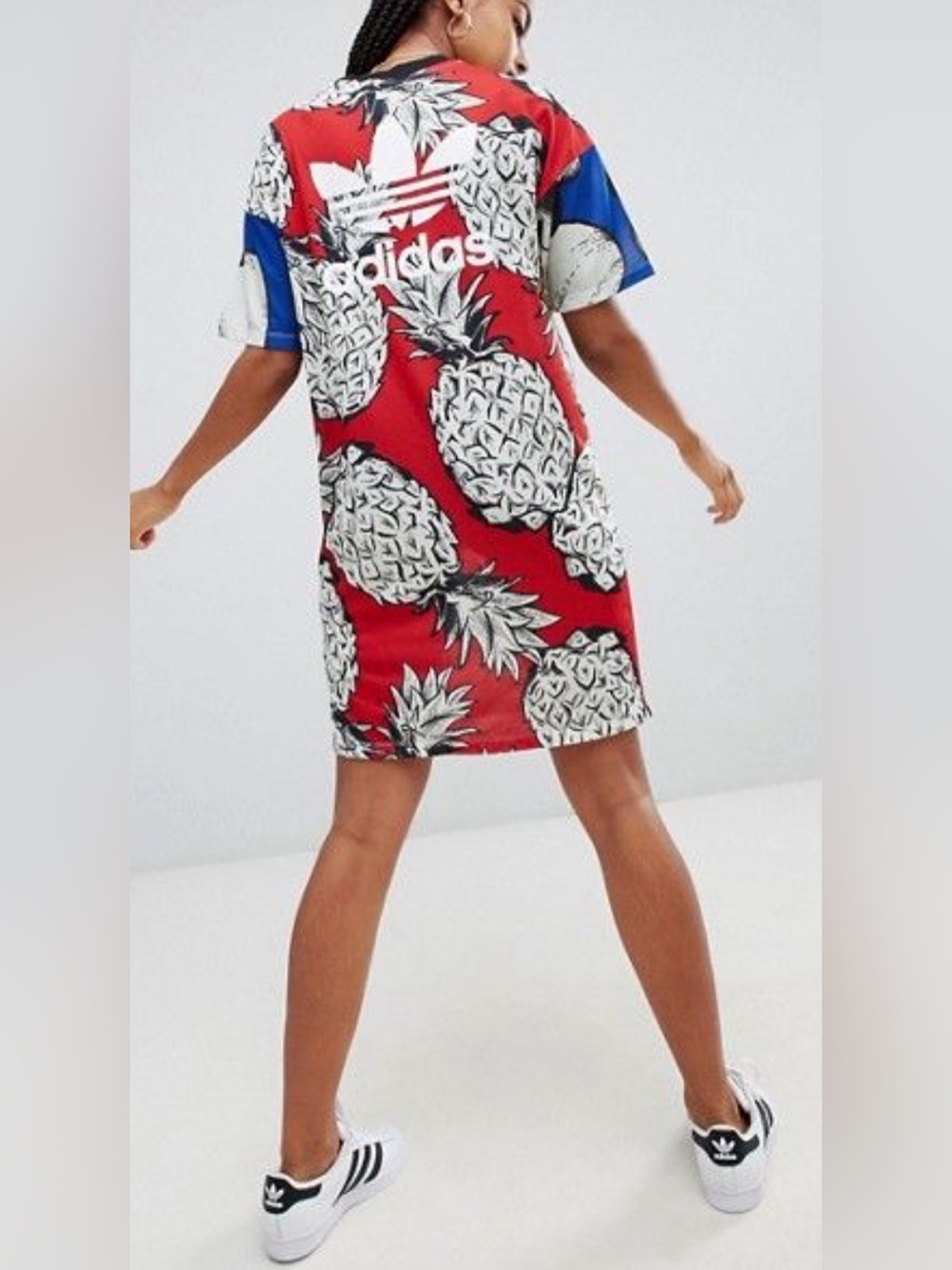 Adidas Farm Rio - Palm Leaf & Pineapple Tropical Print Short Sleeve Mini Dress M